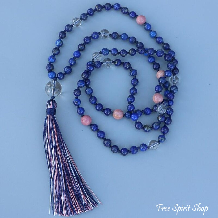 108 Lapis Lazuli & Rhodonite Mala Necklace