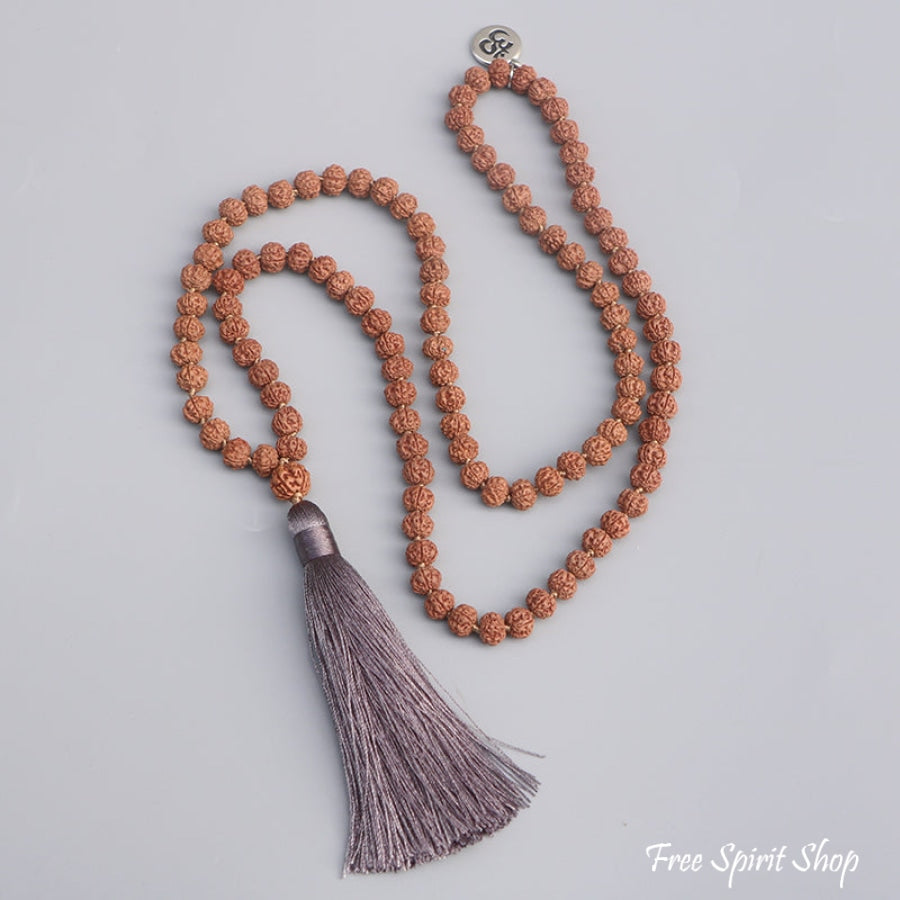 108 Rudraksha Seed & Zen Charm Mala Bead Necklace
