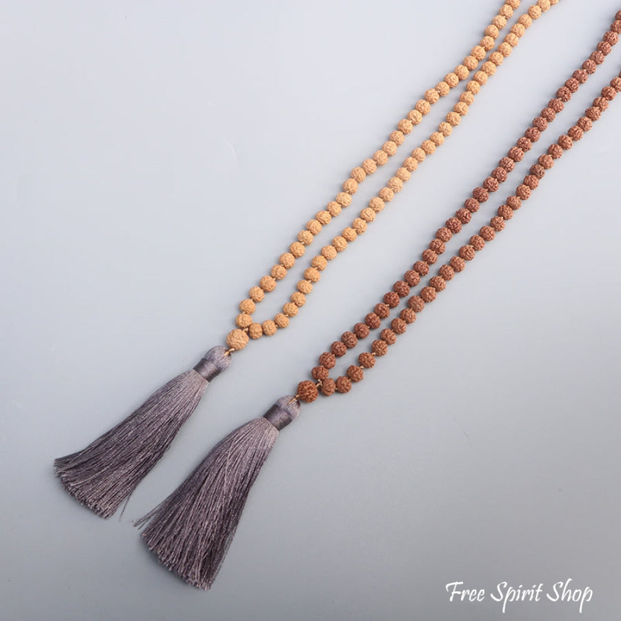 108 Rudraksha Seed & Zen Charm Mala Bead Necklace