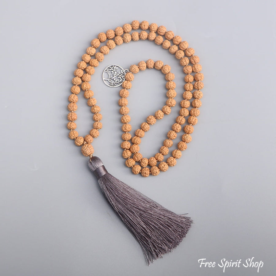 108 Rudraksha Seed & Zen Charm Mala Bead Necklace