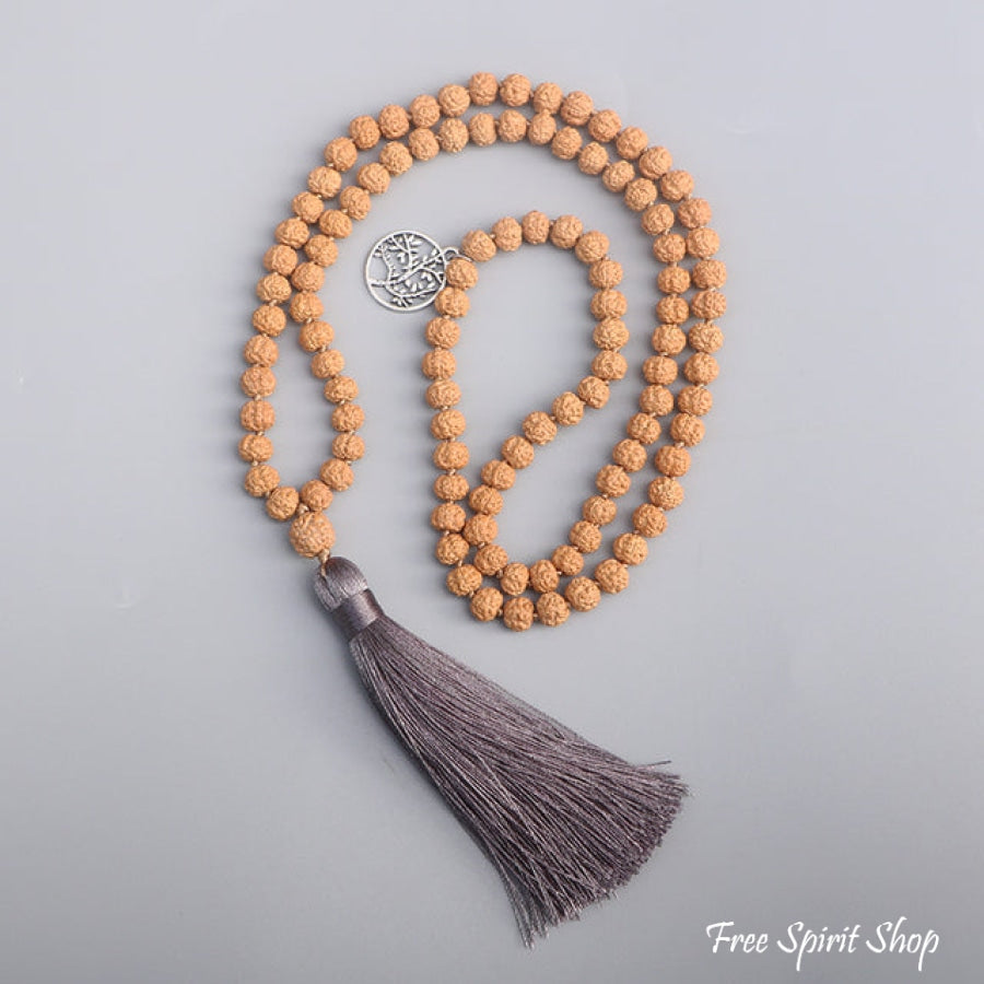 108 Rudraksha Seed & Zen Charm Mala Bead Necklace