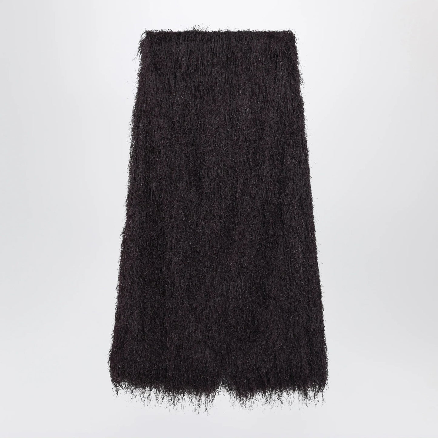 Dries Van Noten - Dark purple midi skirt with fringes
