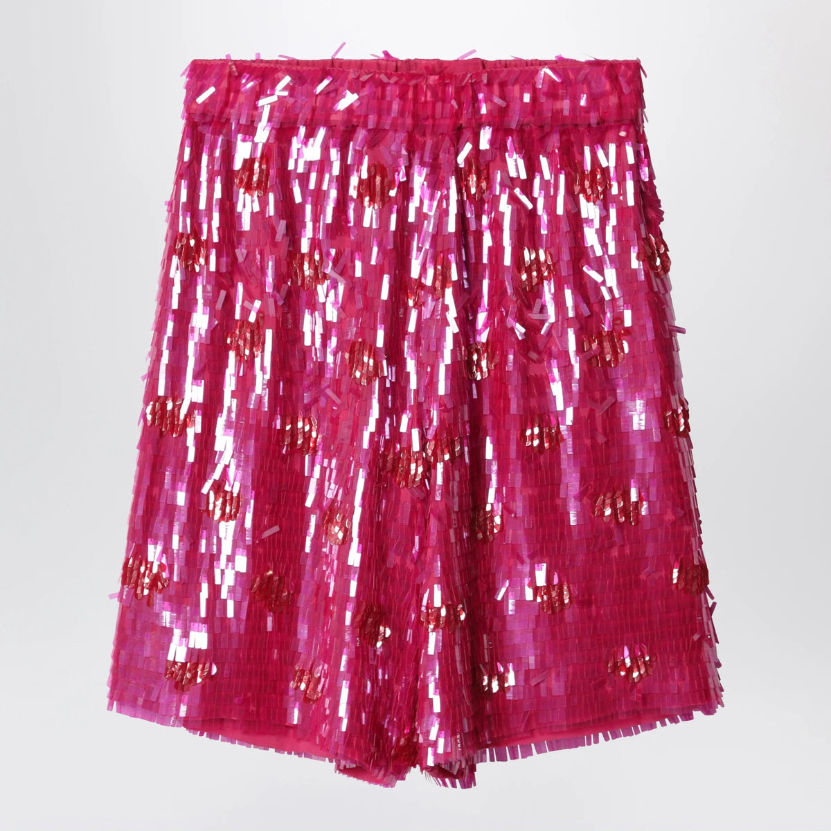 Dries Van Noten - Fuchsia silk bermuda shorts with sequins