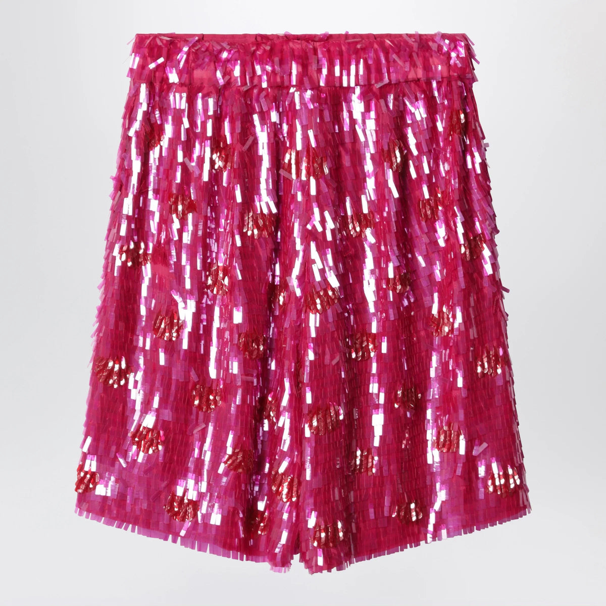 Dries Van Noten - Fuchsia silk bermuda shorts with sequins