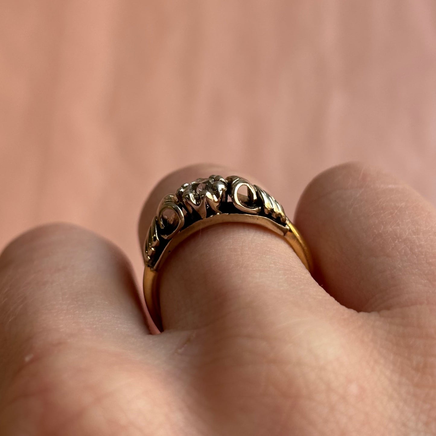 0.35CT Old European Cut Diamond Arrow Tree Ring | Vintage