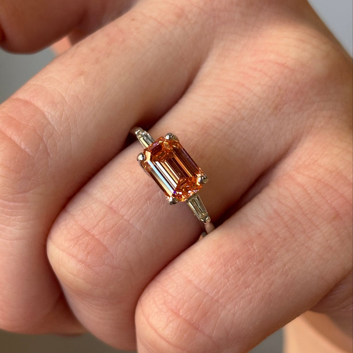 Lab-Grown Peach Diamond Ring | 2.07 CT | 14K White Gold | IGI Certified