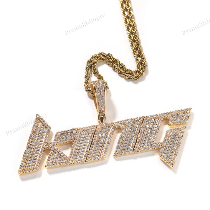 Moissanite S925 Gold Plated Letter King Pendant