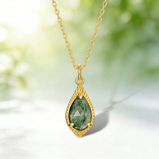 The North Star | Moss Agate Celestial Compass Necklace