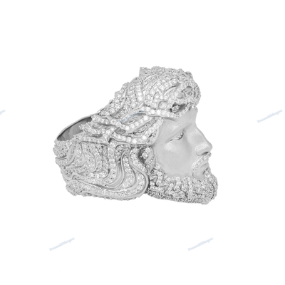 VVS Moissanite Silver 3D Face Hip Hop Iced Out Ring
