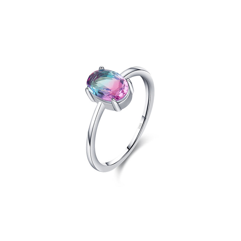 Oval Cut Watermelon Tourmaline Ring