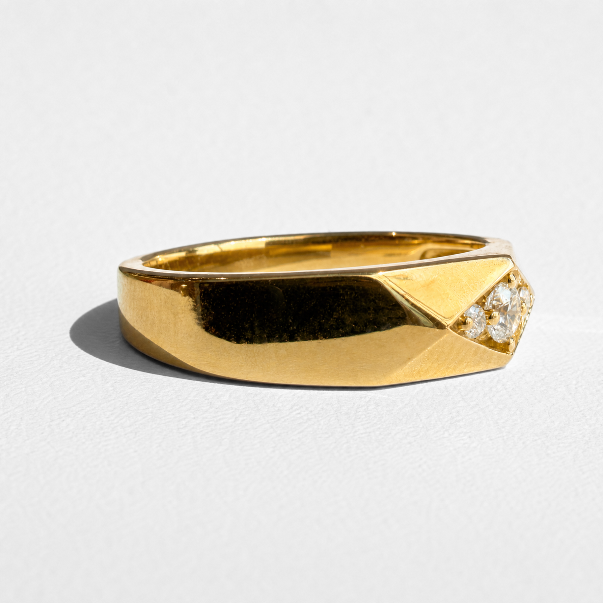Geometric Three-Stone Diamond Mens Band