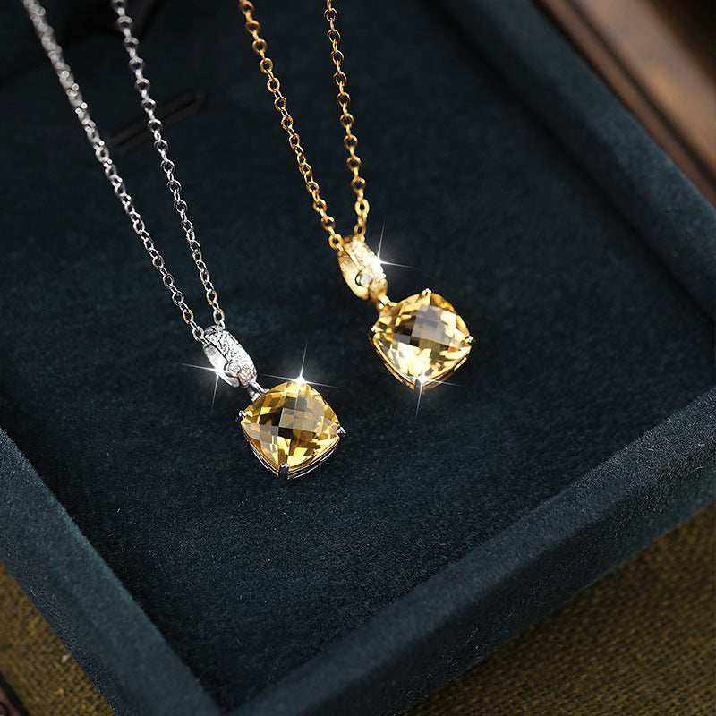 Cushion Cut Citrine Necklace