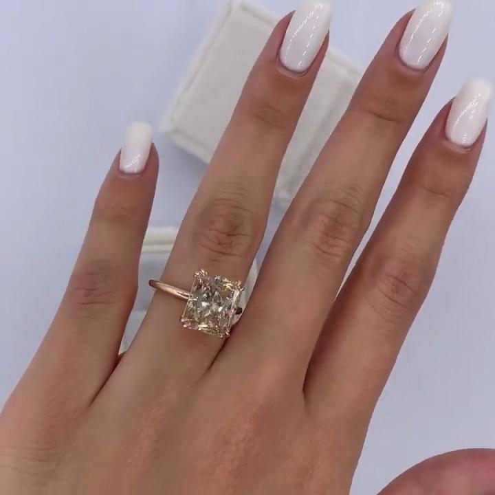 Champagne Colored Radiant Cut Solitaire Ring