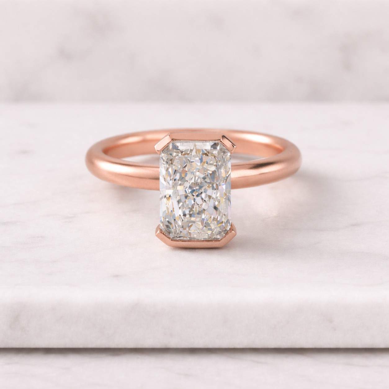Radiant Cut Lab Grown Diamond Solitaire Engagement Ring in 14K Gold