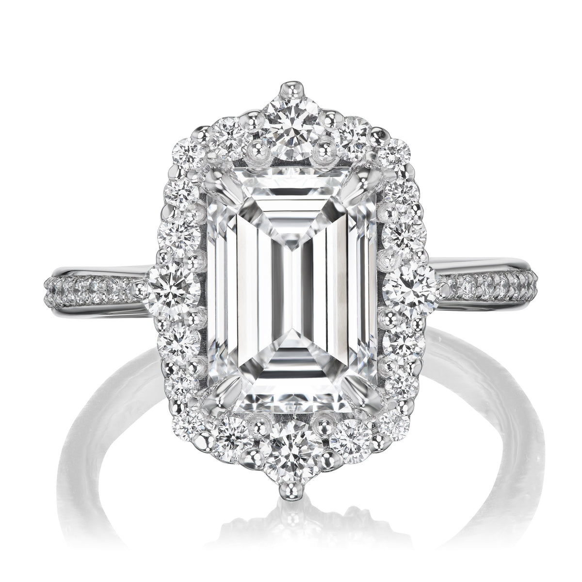 ・ADELINE・Emerald Cut Lab-Grown Diamond Center, Diamond Halo (3.6ctw+)