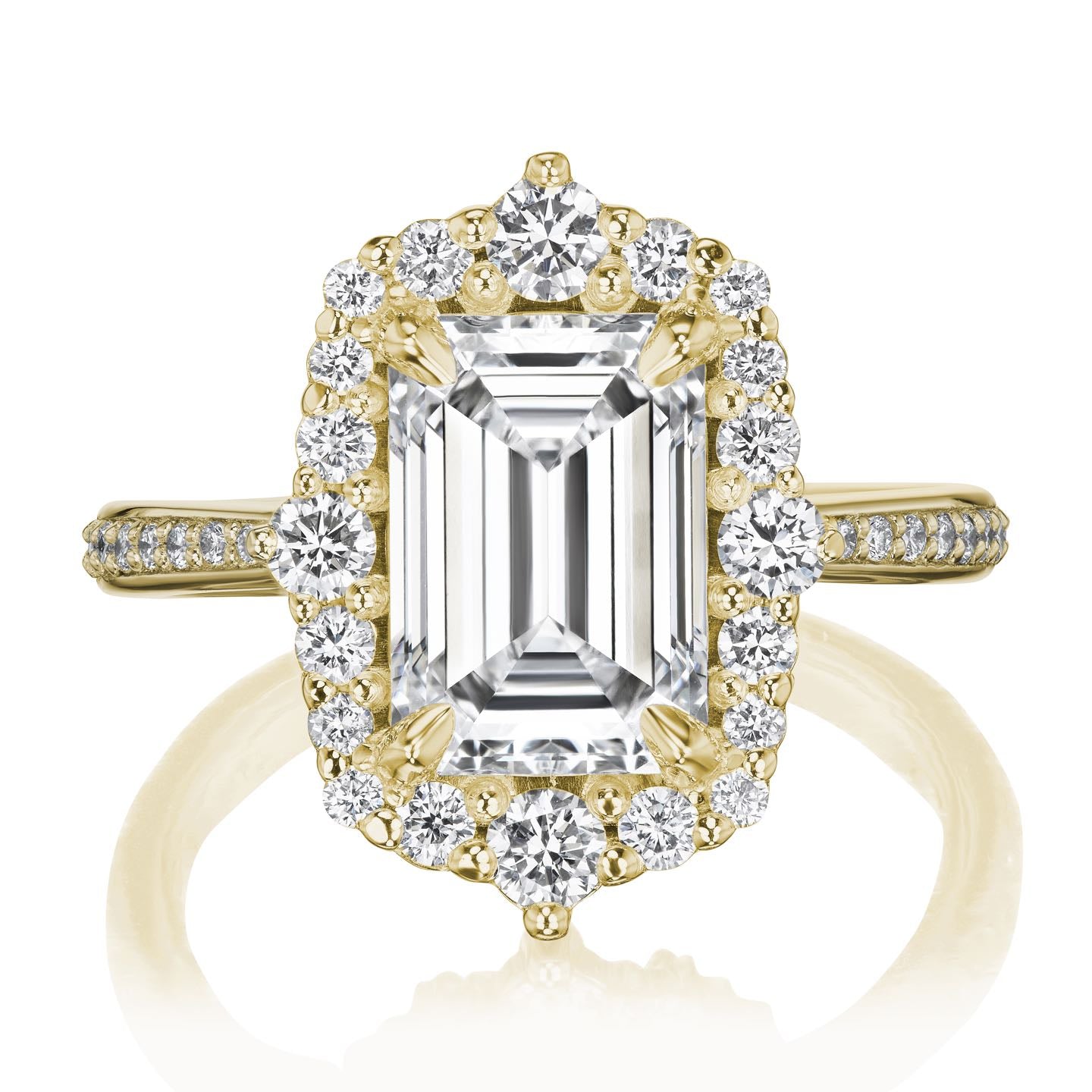 ・ADELINE・Emerald Cut Lab-Grown Diamond Center, Diamond Halo (3.6ctw+)