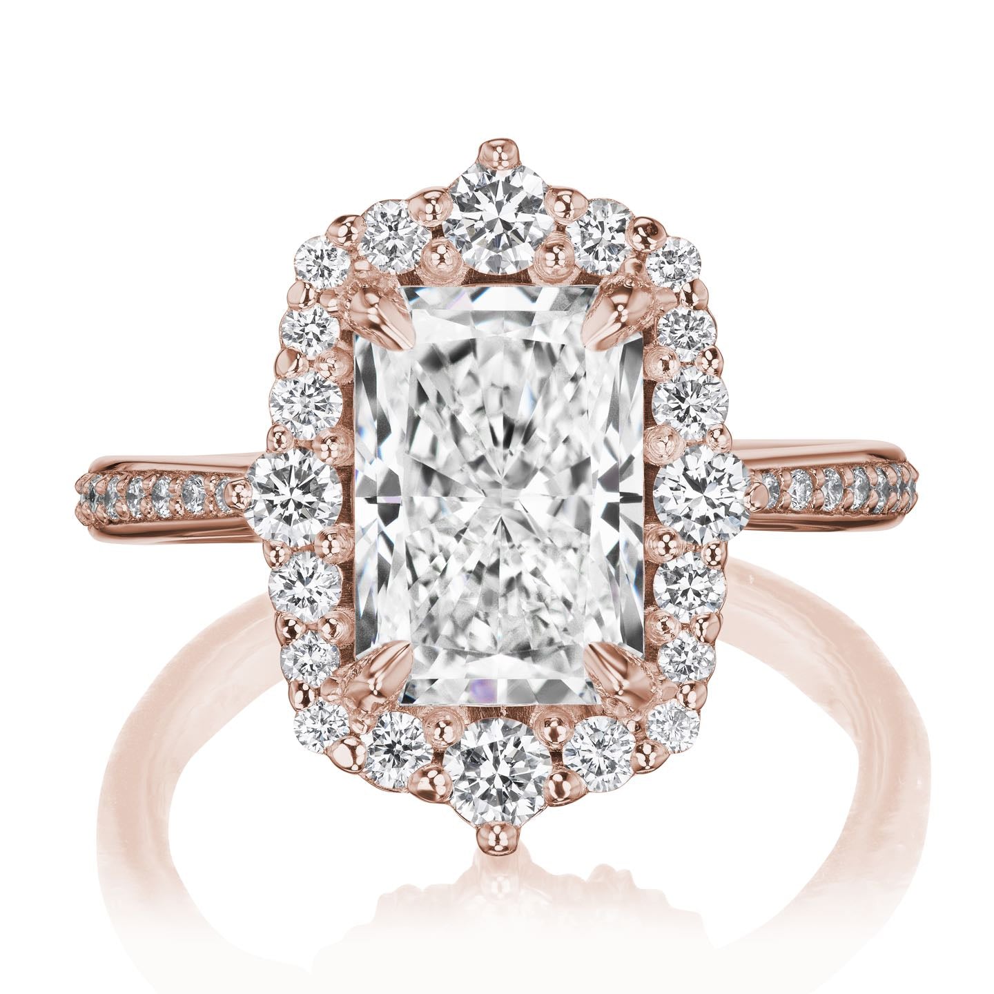 ・ADELINE・Radiant Lab-Grown Diamond Center, Diamond Halo (3.13ctw+)