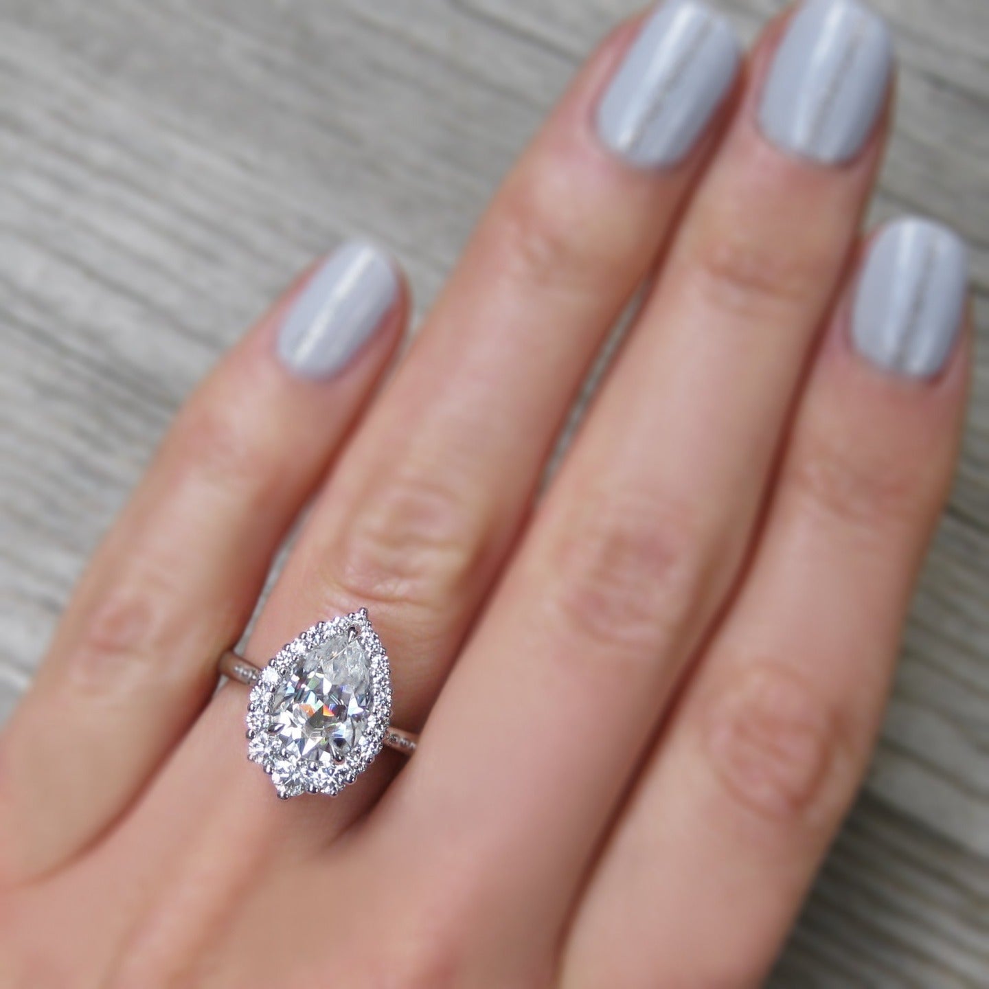 ・CELESTE・Pear Moissanite Center, Diamond Halo (2.58ctw+)