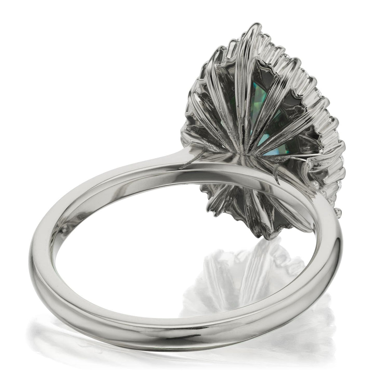 ・CELESTE・Pear Aqua-Teal Iconic™ Moissanite Center, Diamond Halo (2.58ctw+)