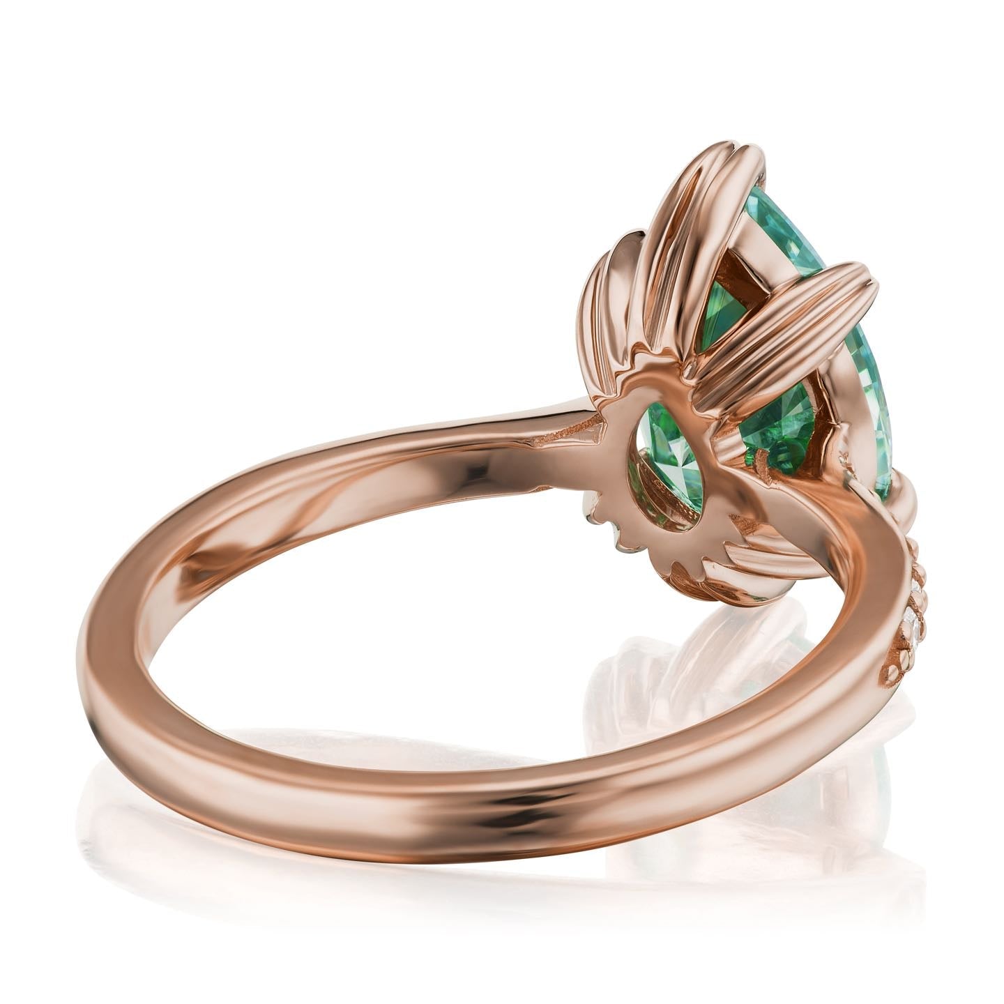 ・PETRA・Pear Aqua-Teal Iconic™ Moissanite, Diamond Band (2.1ct Center)