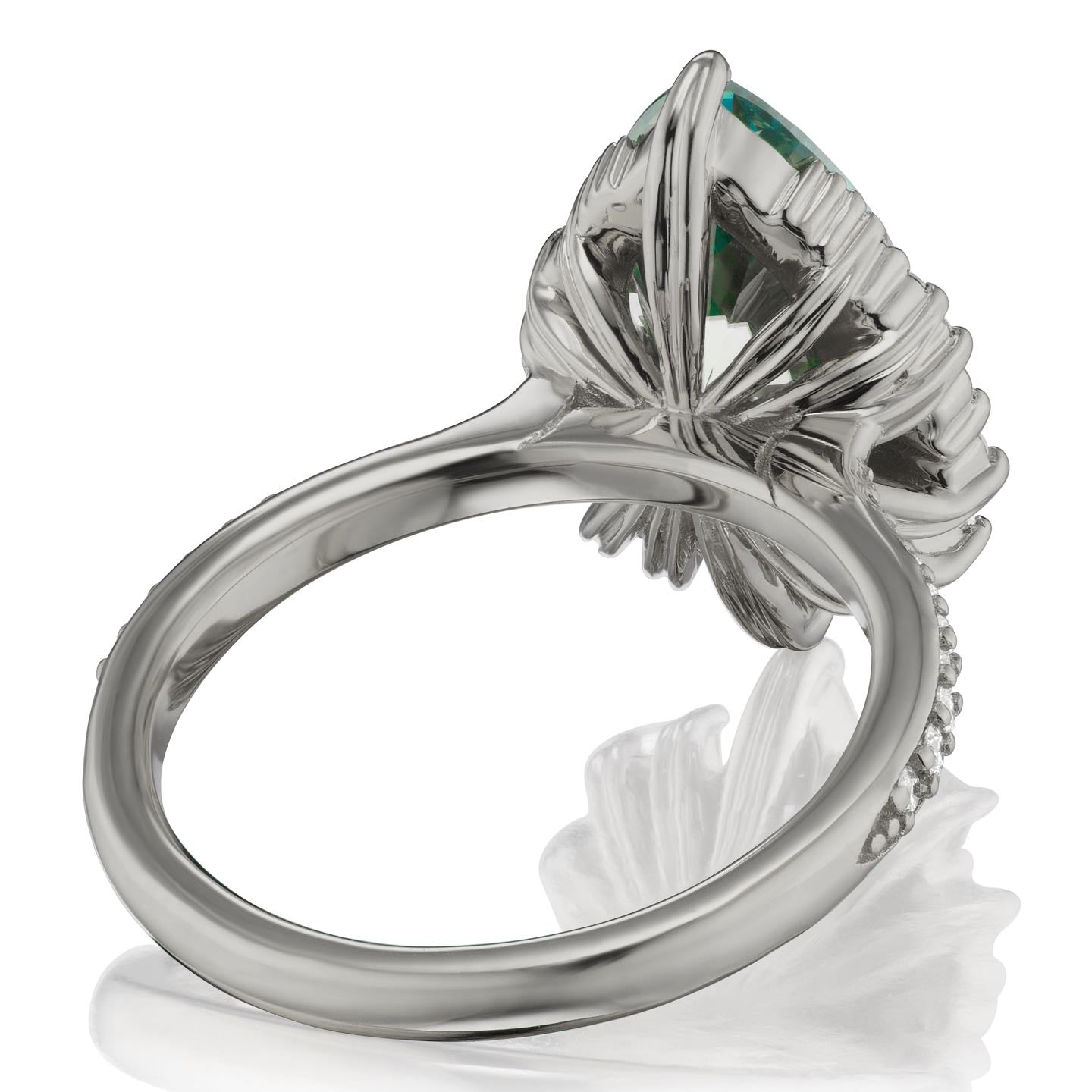・ARTEMIS・Pear Aqua-Teal Iconic™ Moissanite Center, Diamond Accents (2.53ctw+)