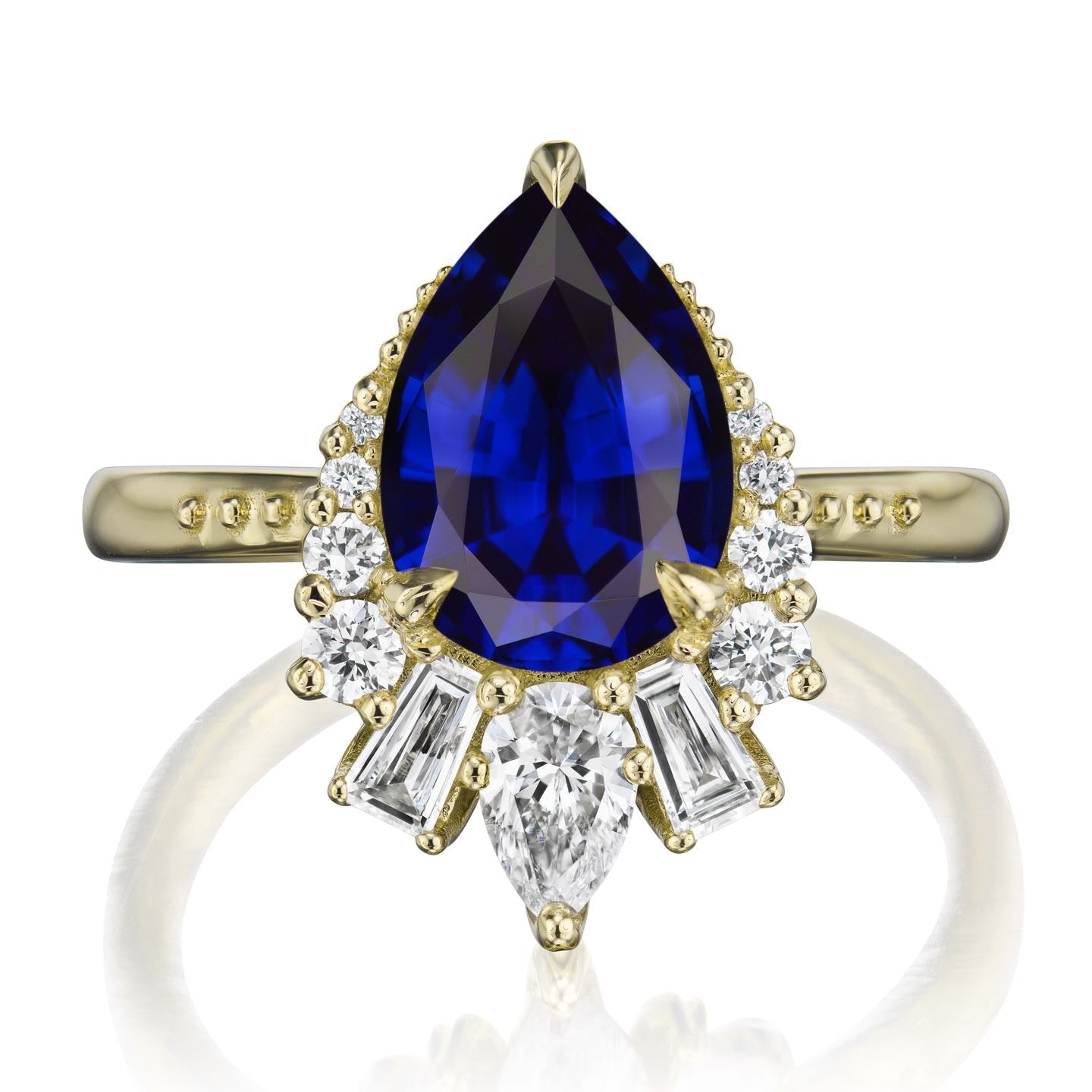 ・ARTEMIS・Pear Blue Sapphire Center, Diamond Accents (3.28ctw+)