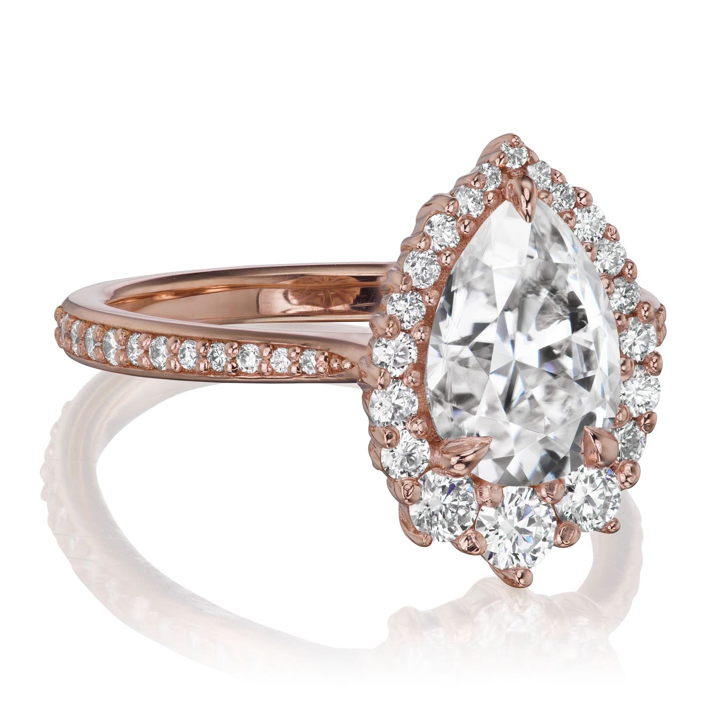 ・CELESTE・Pear Moissanite Center, Diamond Halo (2.58ctw+)