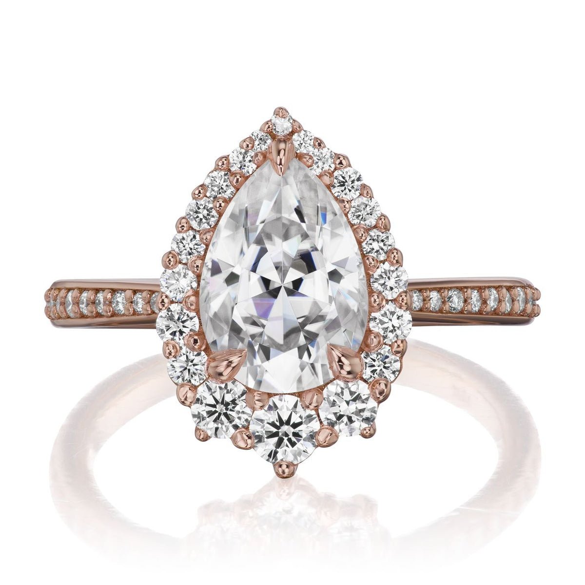 ・CELESTE・Pear Moissanite Center, Diamond Halo (2.58ctw+)