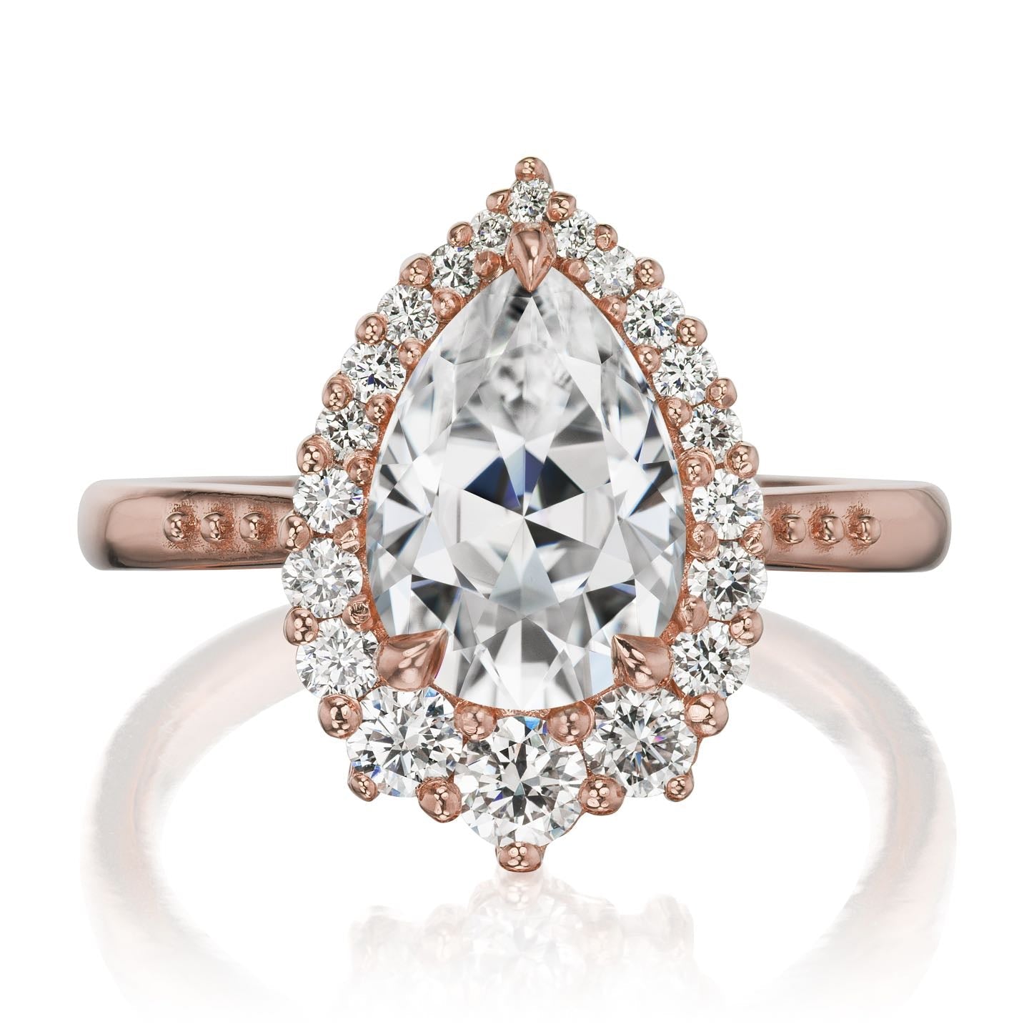 ・CELESTE・Pear Moissanite Center, Diamond Halo (2.58ctw+)