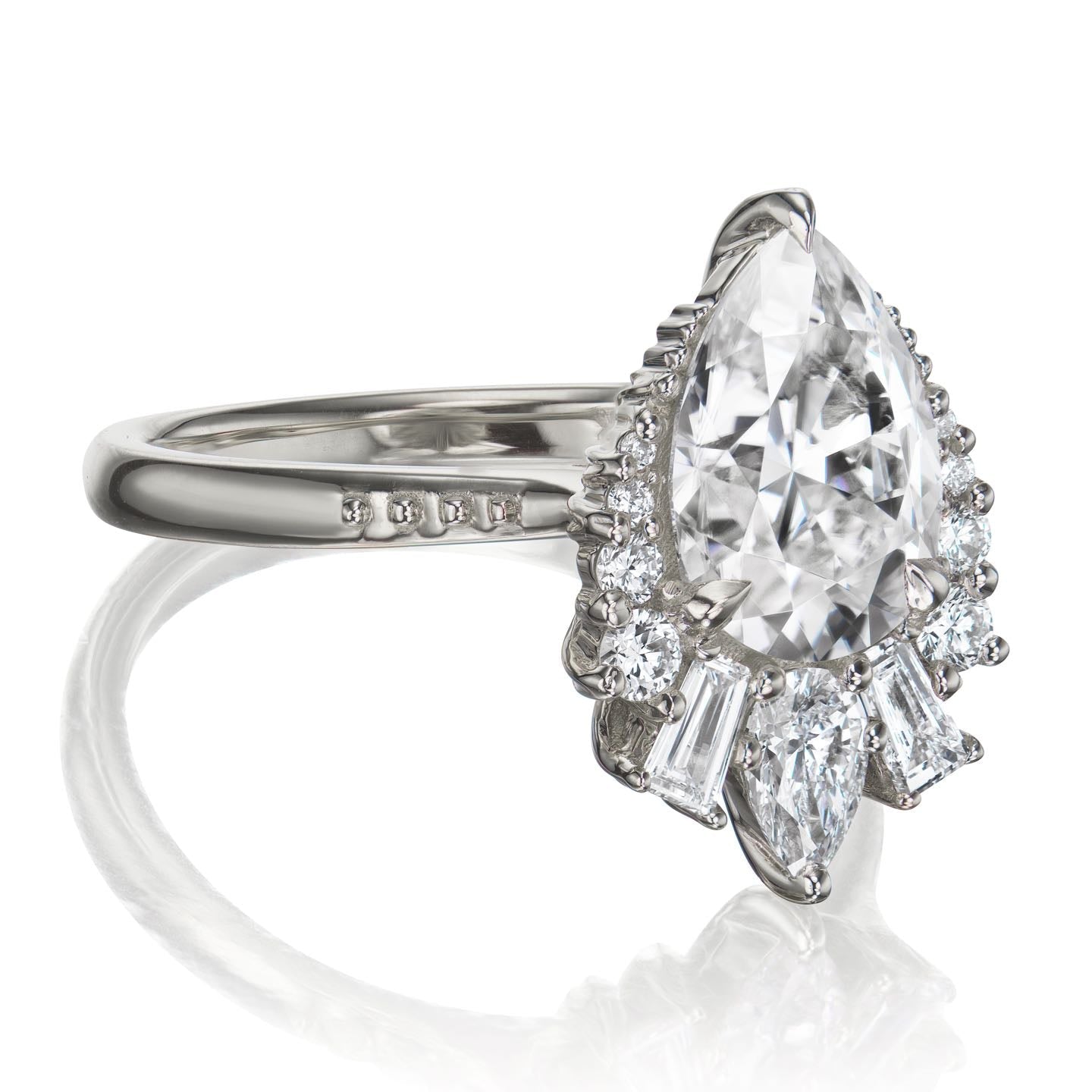 ・ARTEMIS・Pear Moissanite Center, Diamond Accents (2.53ctw+)