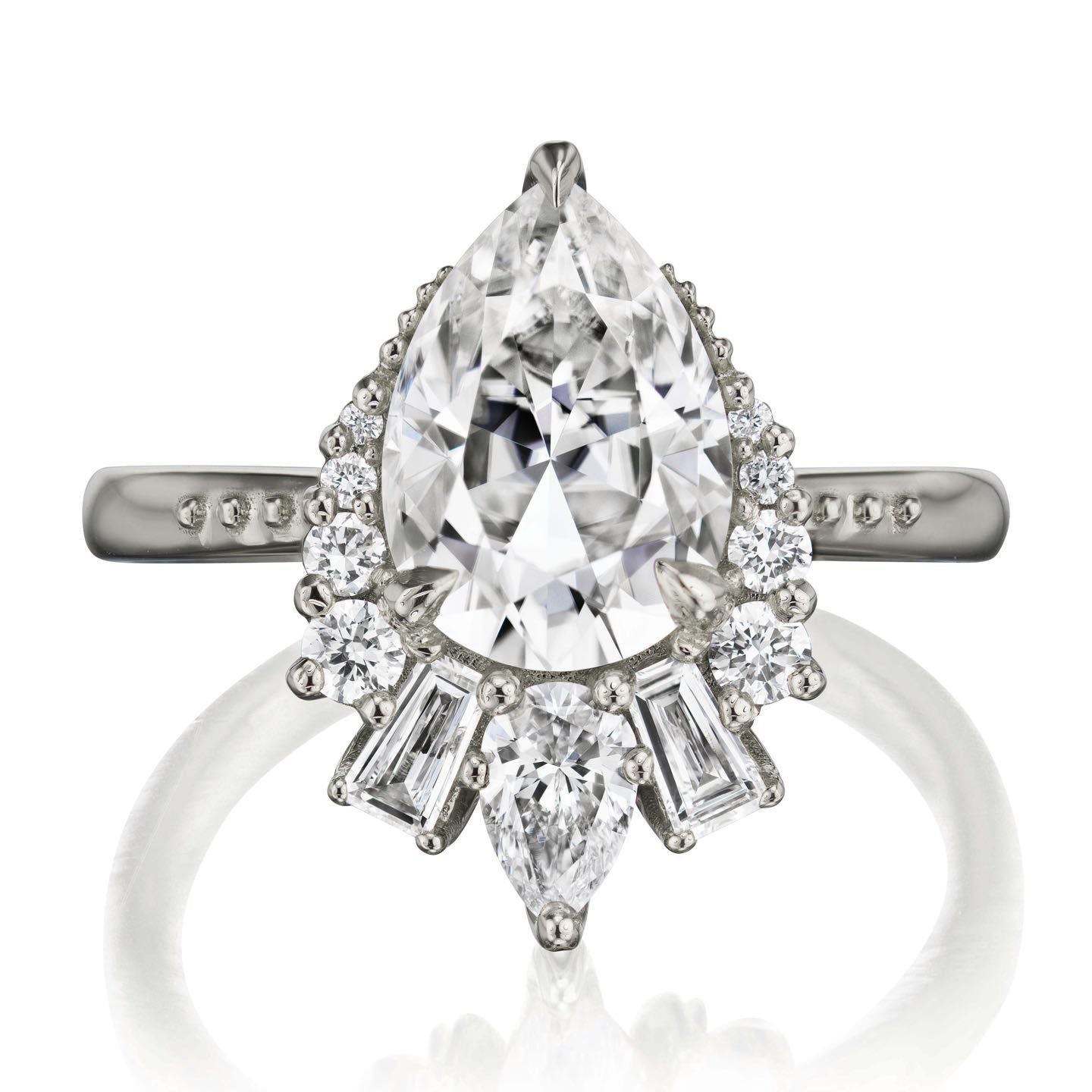 ・ARTEMIS・Pear Moissanite Center, Diamond Accents (2.53ctw+)