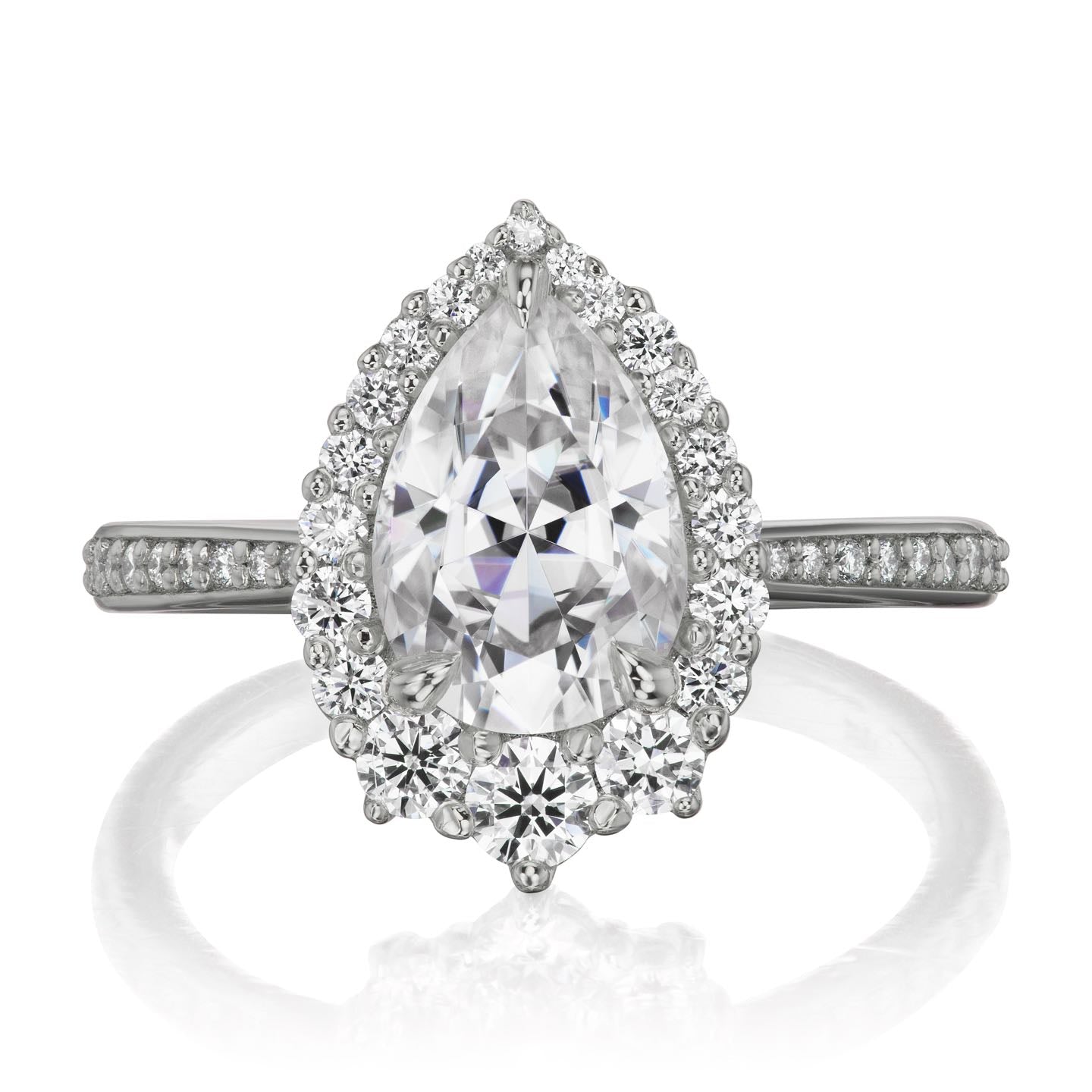 ・CELESTE・Pear Moissanite Center, Diamond Halo (2.58ctw+)