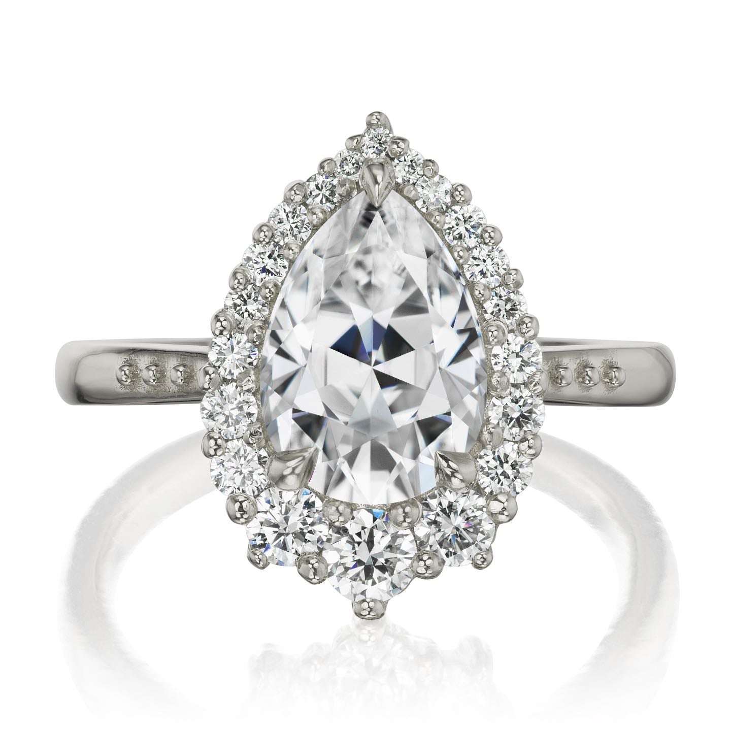・CELESTE・Pear Moissanite Center, Diamond Halo (2.58ctw+)