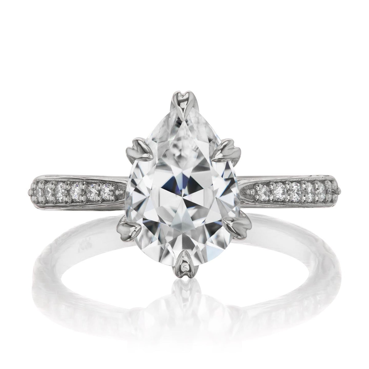 ・FAYE・Pear Moissanite Center, Twig Textured Diamond Band (2.1ct Center)
