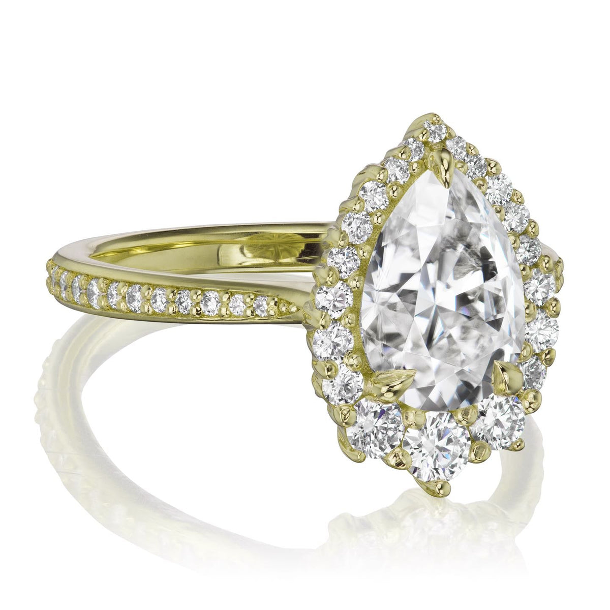 ・CELESTE・Pear Moissanite Center, Diamond Halo (2.58ctw+)