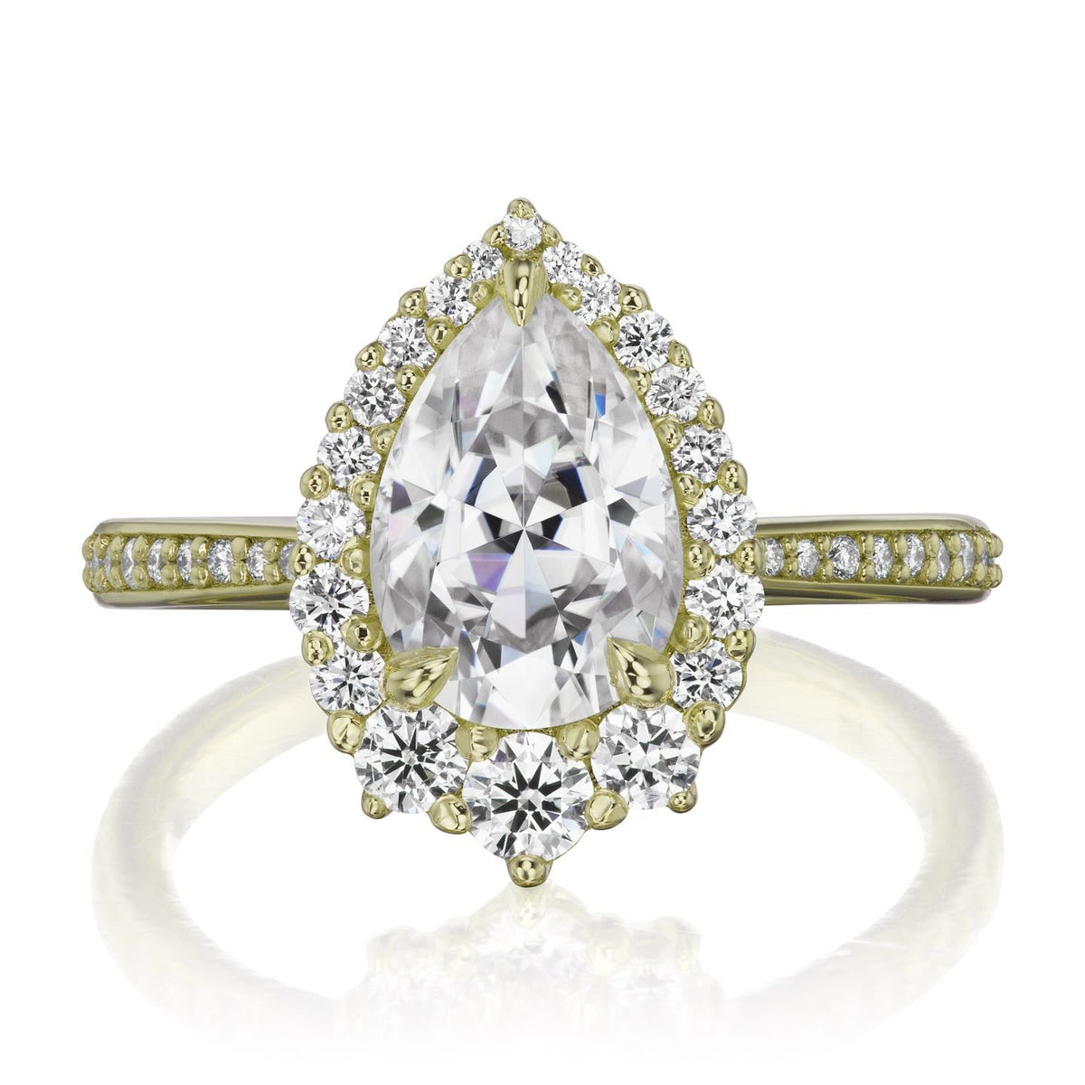 ・CELESTE・Pear Moissanite Center, Diamond Halo (2.58ctw+)