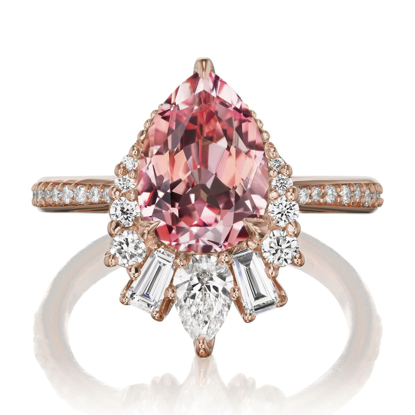 ・ARTEMIS・Pear Peach Sapphire Center, Diamond Accents (3.28ctw+)
