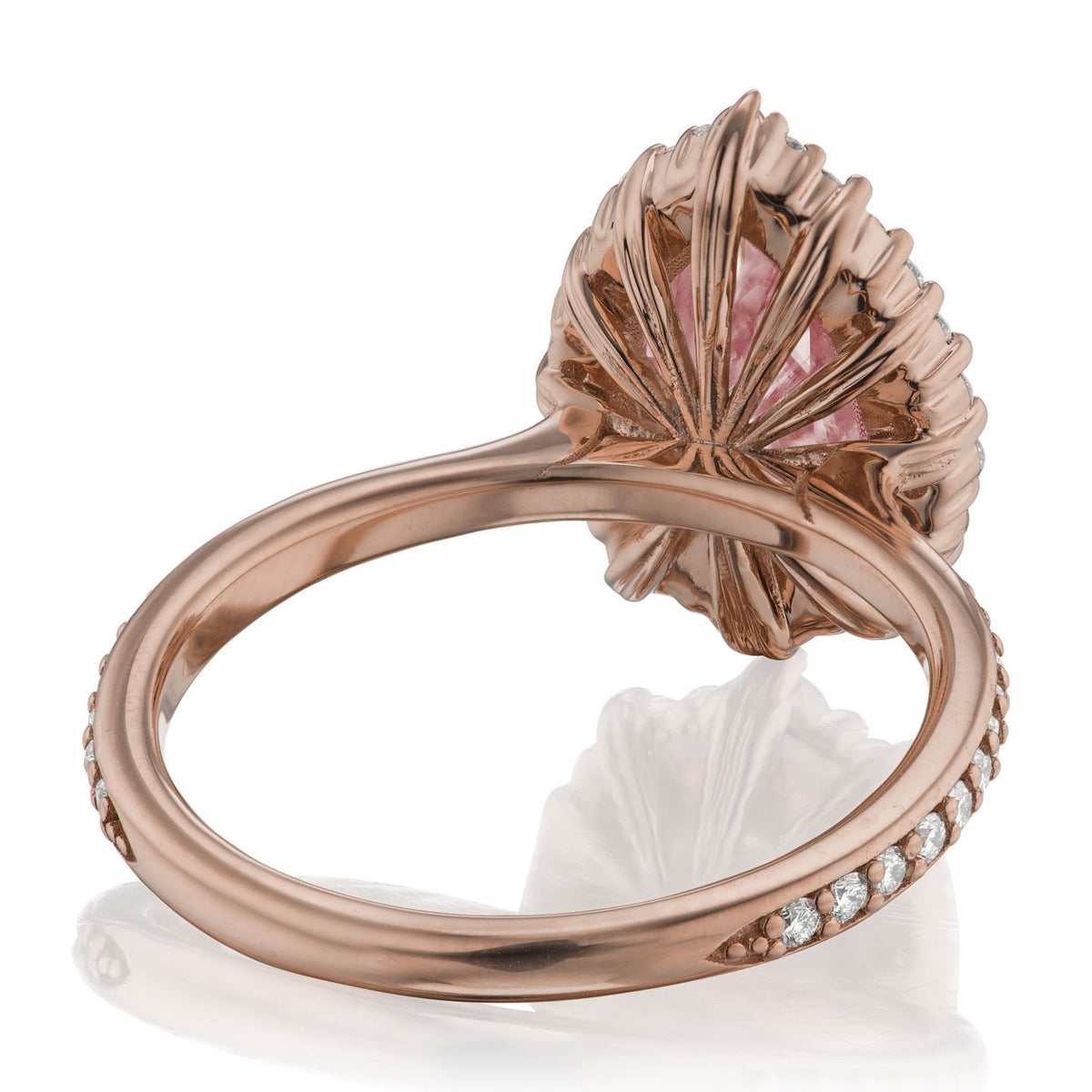 ・CELESTE・Pear Peach Sapphire Center, Diamond Halo (3.33ctw+)