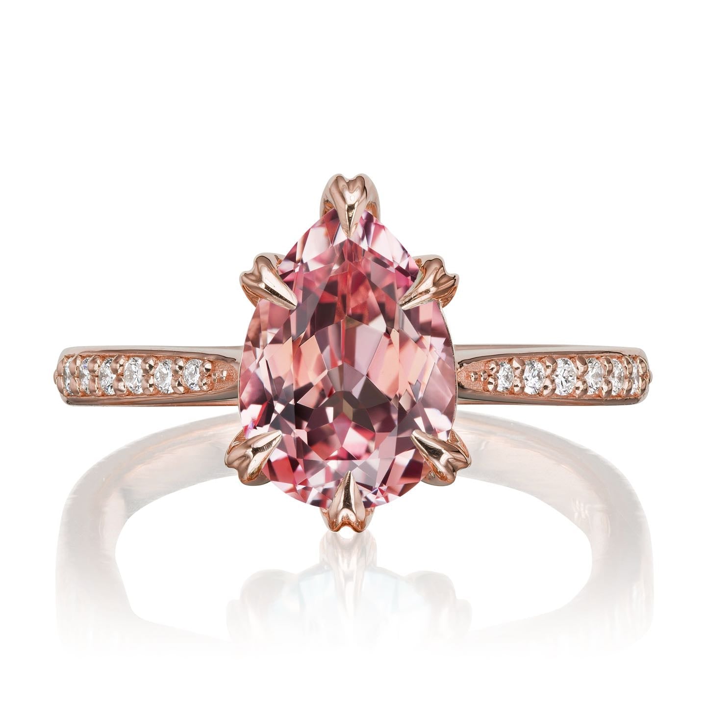 ・PETRA・Pear Peach Sapphire, Diamond Band (2.85ct Center)