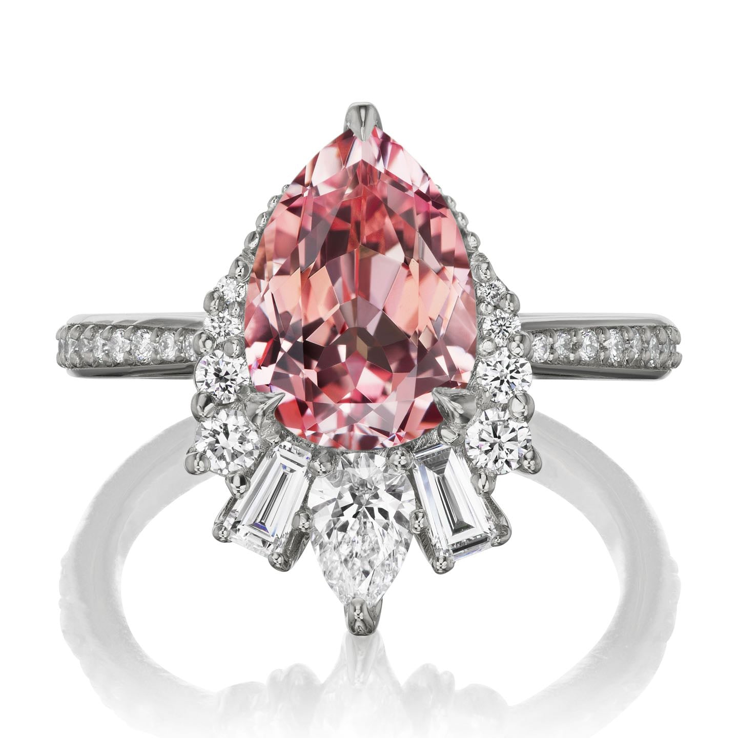 ・ARTEMIS・Pear Peach Sapphire Center, Diamond Accents (3.28ctw+)