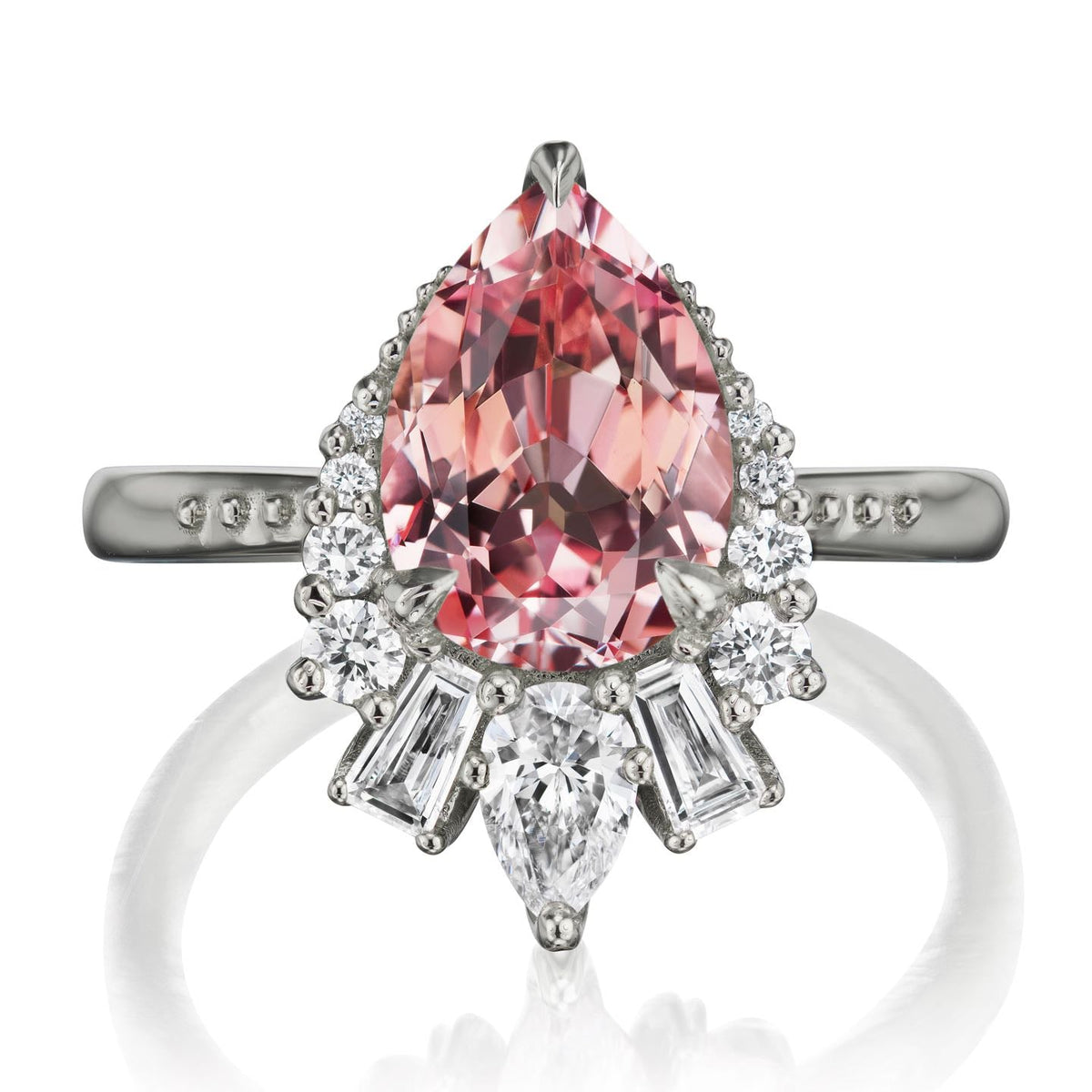・ARTEMIS・Pear Peach Sapphire Center, Diamond Accents (3.28ctw+)