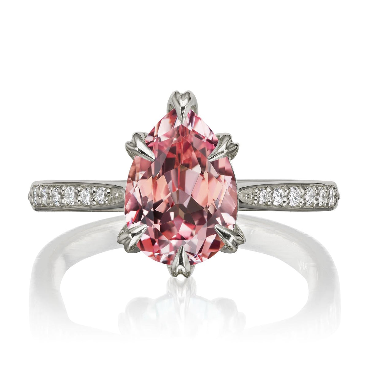 ・PETRA・Pear Peach Sapphire, Diamond Band (2.85ct Center)