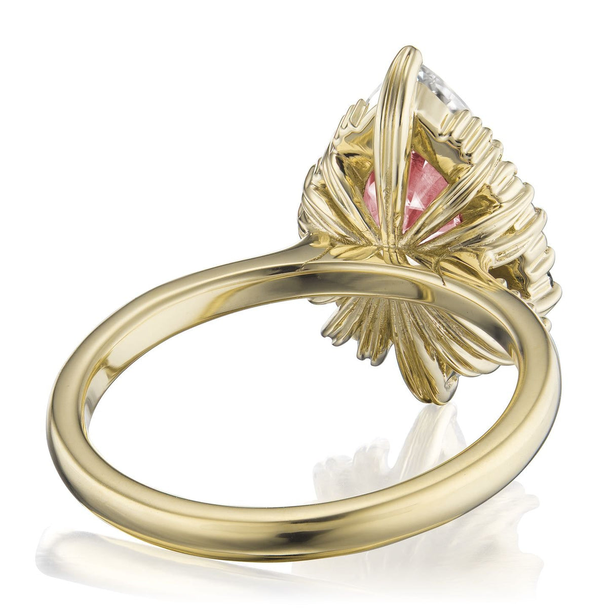 ・ARTEMIS・Pear Peach Sapphire Center, Diamond Accents (3.28ctw+)