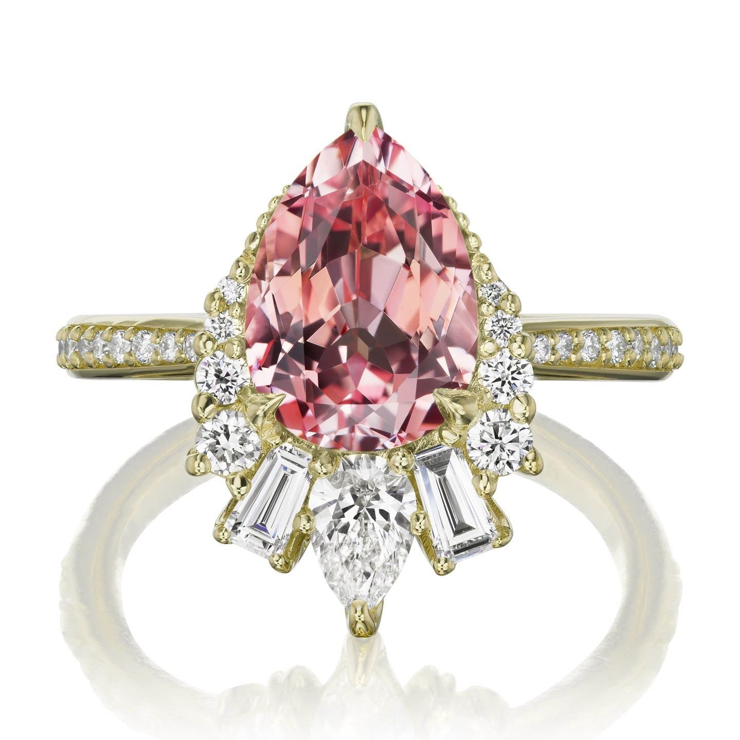 ・ARTEMIS・Pear Peach Sapphire Center, Diamond Accents (3.28ctw+)