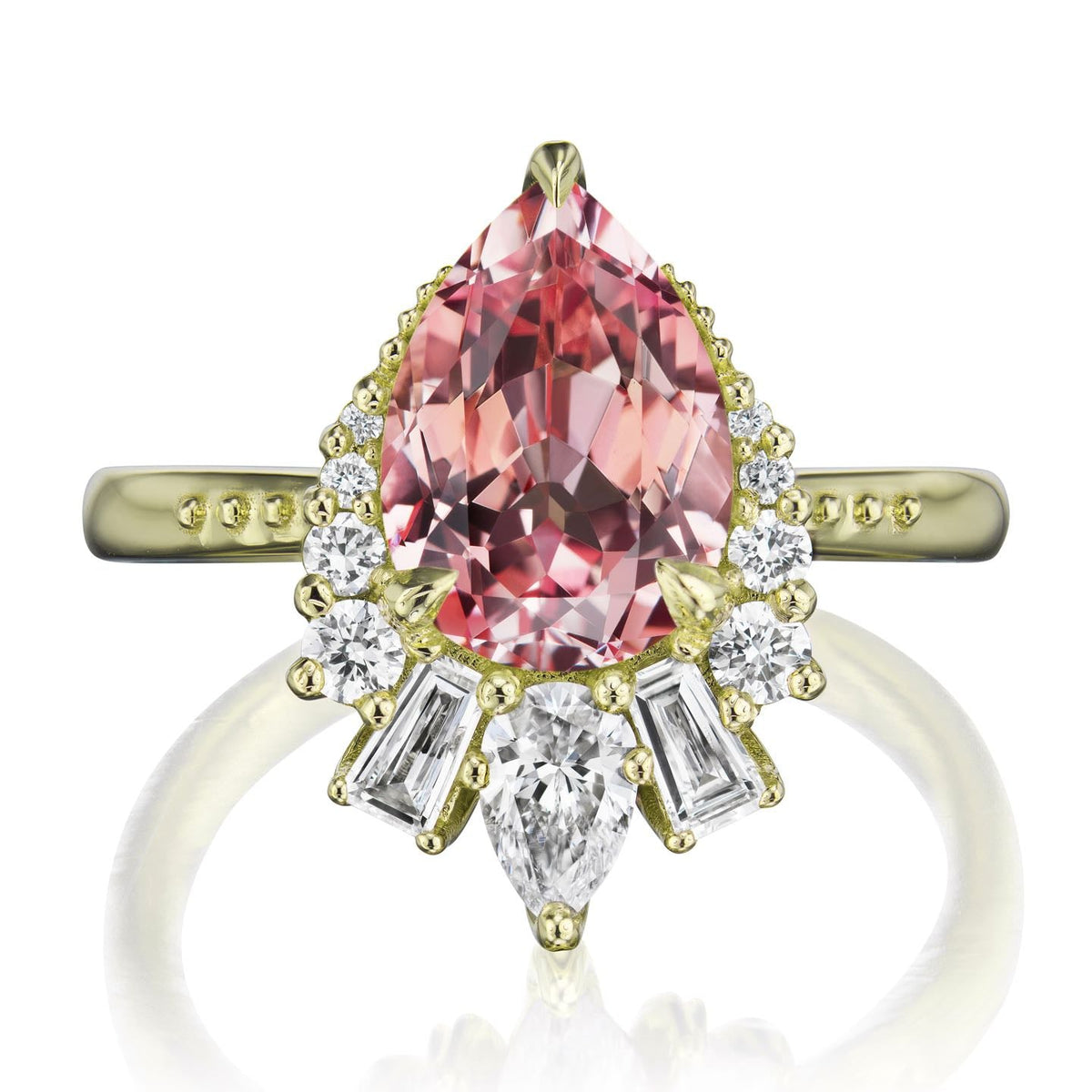 ・ARTEMIS・Pear Peach Sapphire Center, Diamond Accents (3.28ctw+)