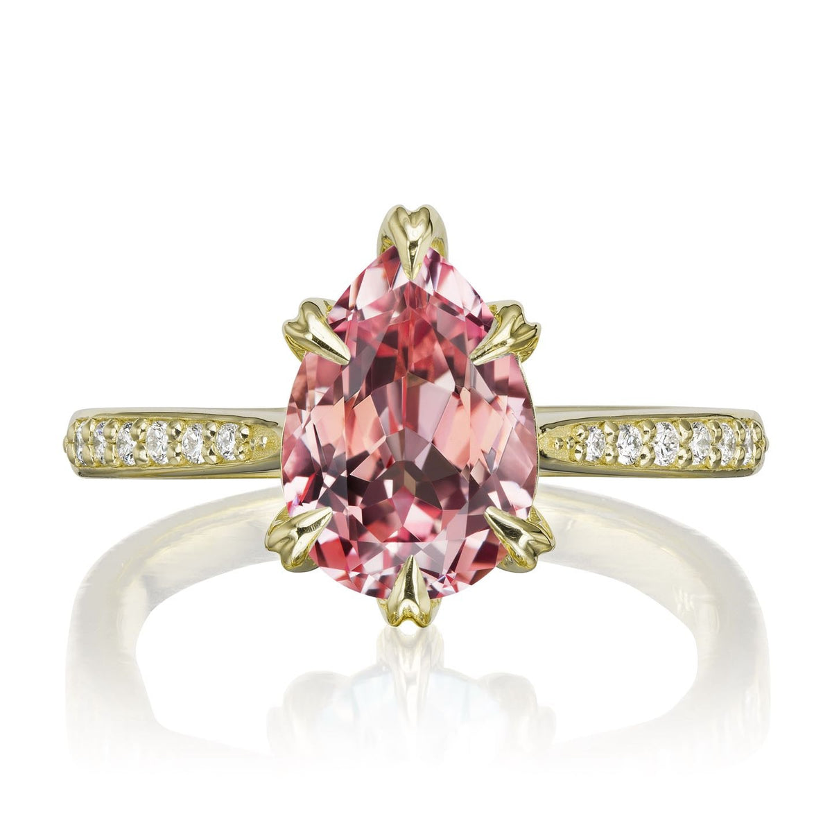 ・PETRA・Pear Peach Sapphire, Diamond Band (2.85ct Center)