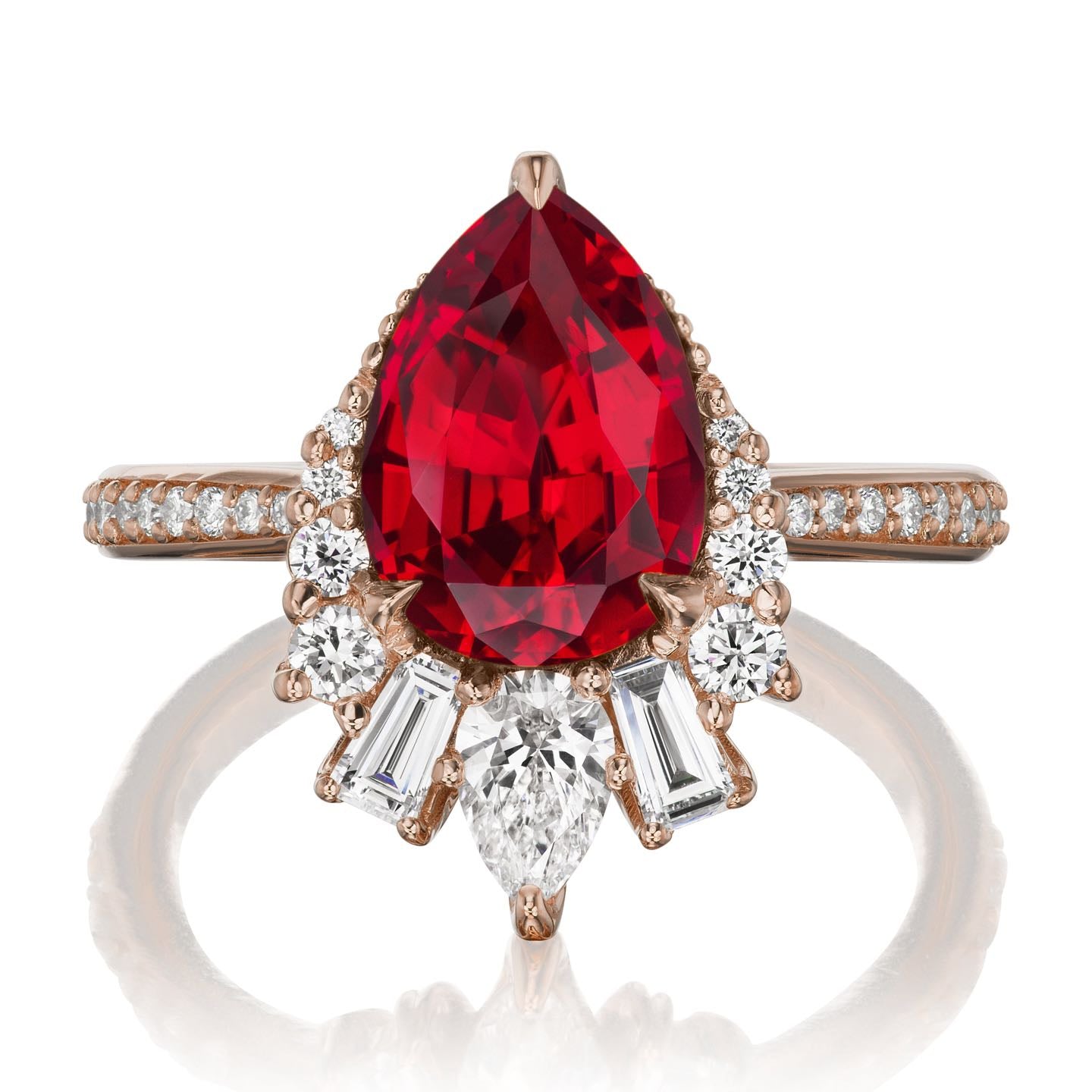 ・ARTEMIS・Pear Ruby Center, Diamond Accents (3.28ctw+)