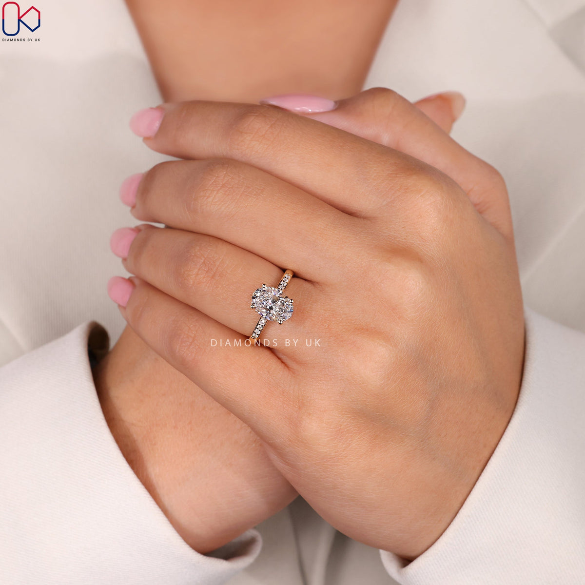 Oval Cut Diamond Hidden Halo Engagement Ring