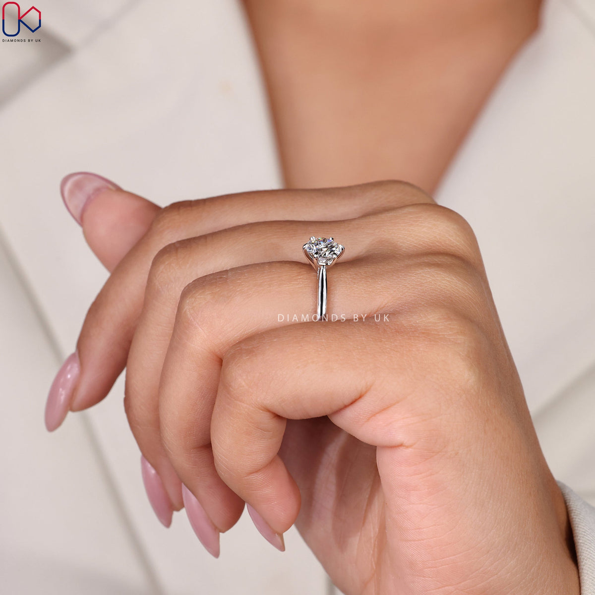 Round Solitaire Engagement Ring- White Gold