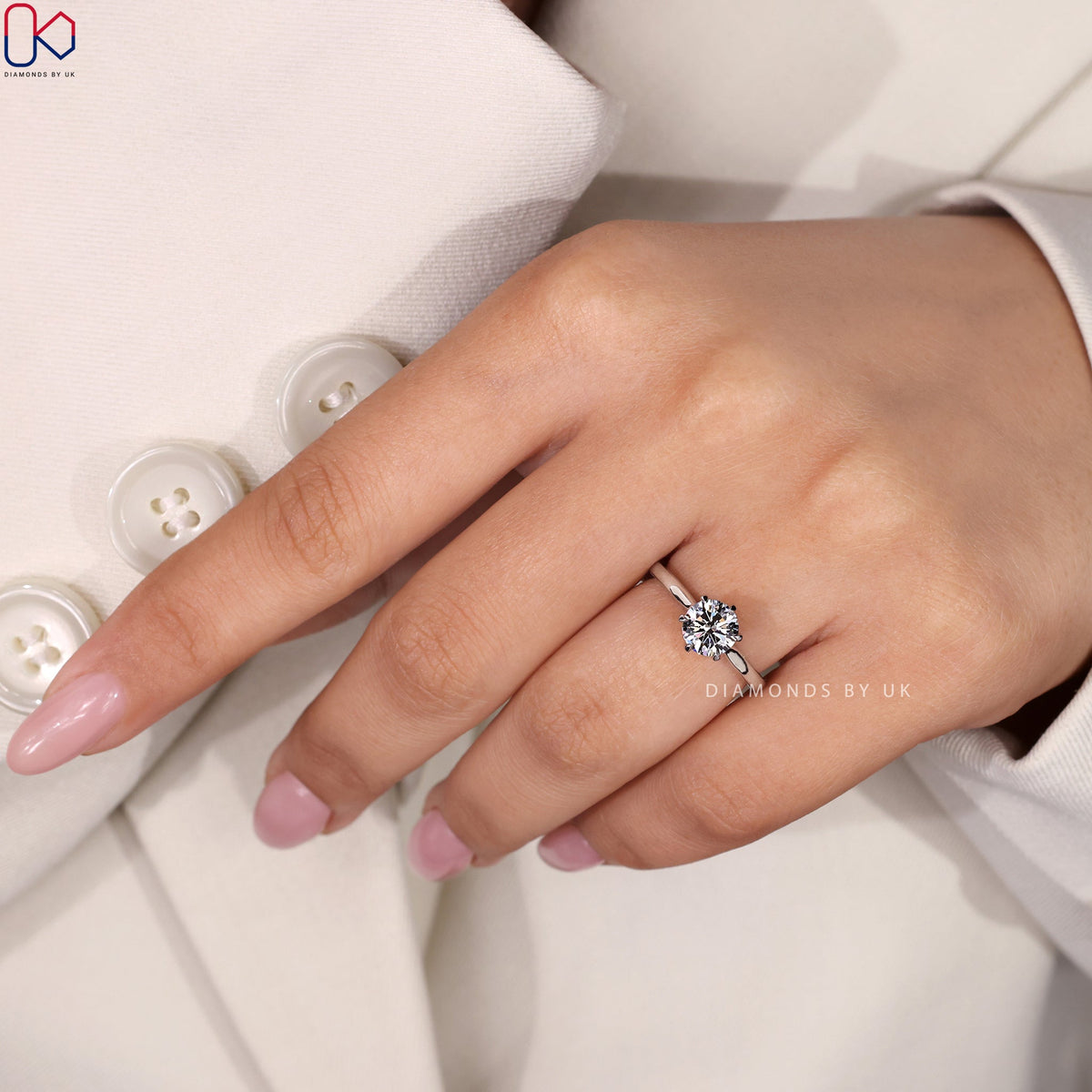 Round Solitaire Engagement Ring- White Gold